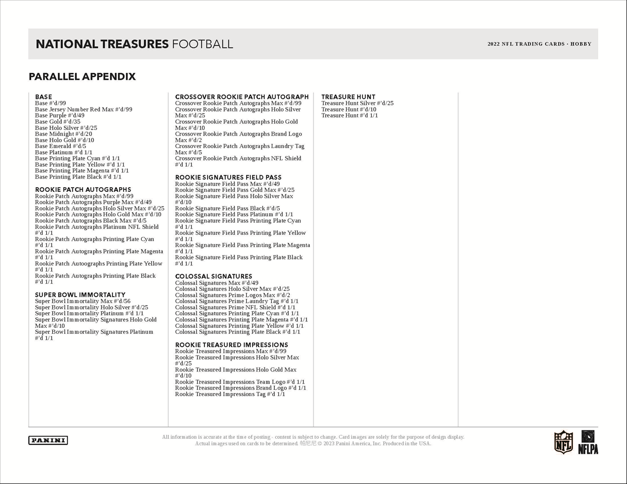 2022 Panini National Treasures Football Hobby 4 Box Case