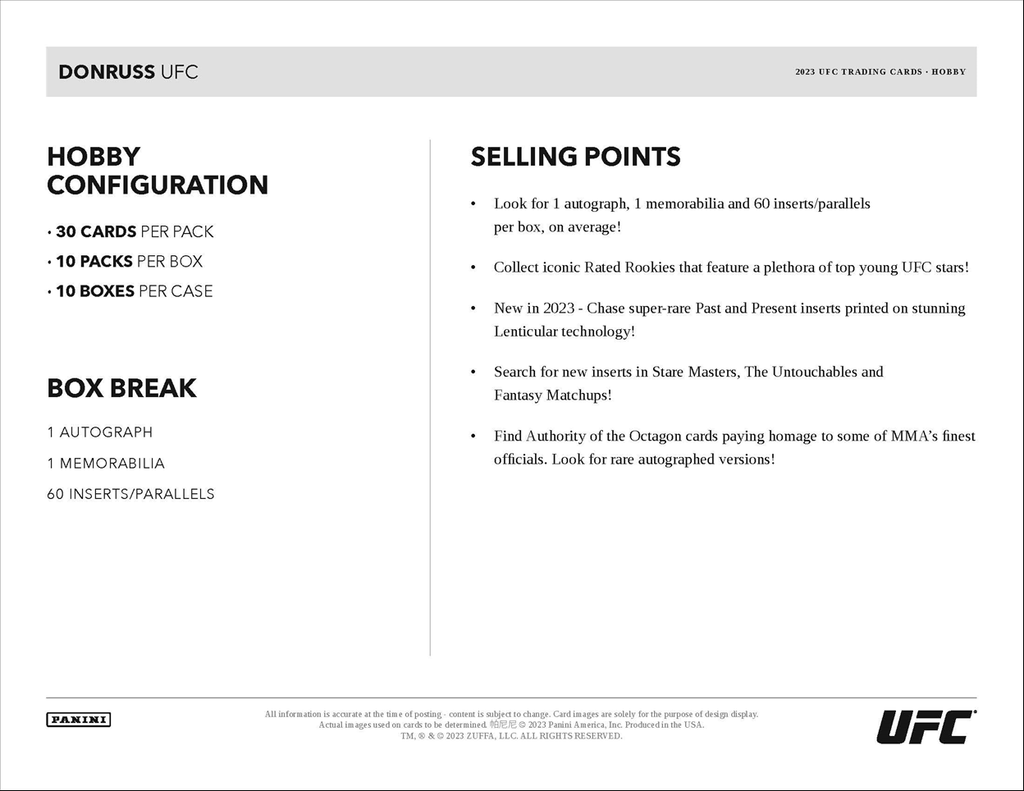 2023 Panini Donruss UFC Hobby 10 Box Case