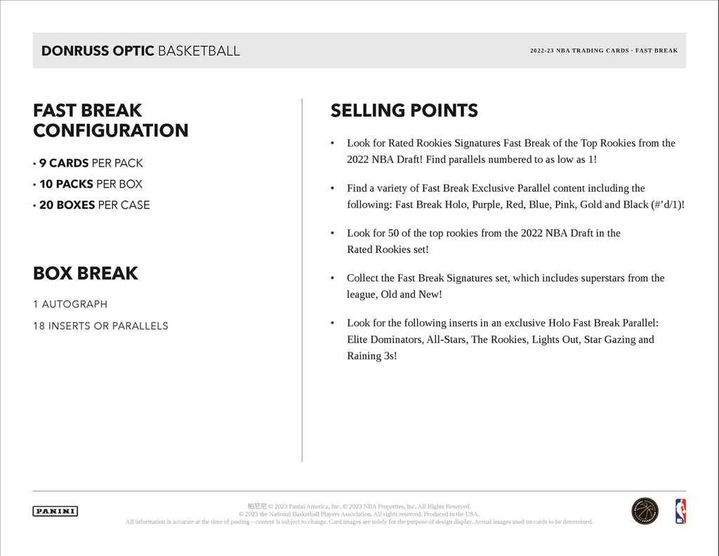 2022-23 Panini Donruss Optic Basketball Fast Break Box