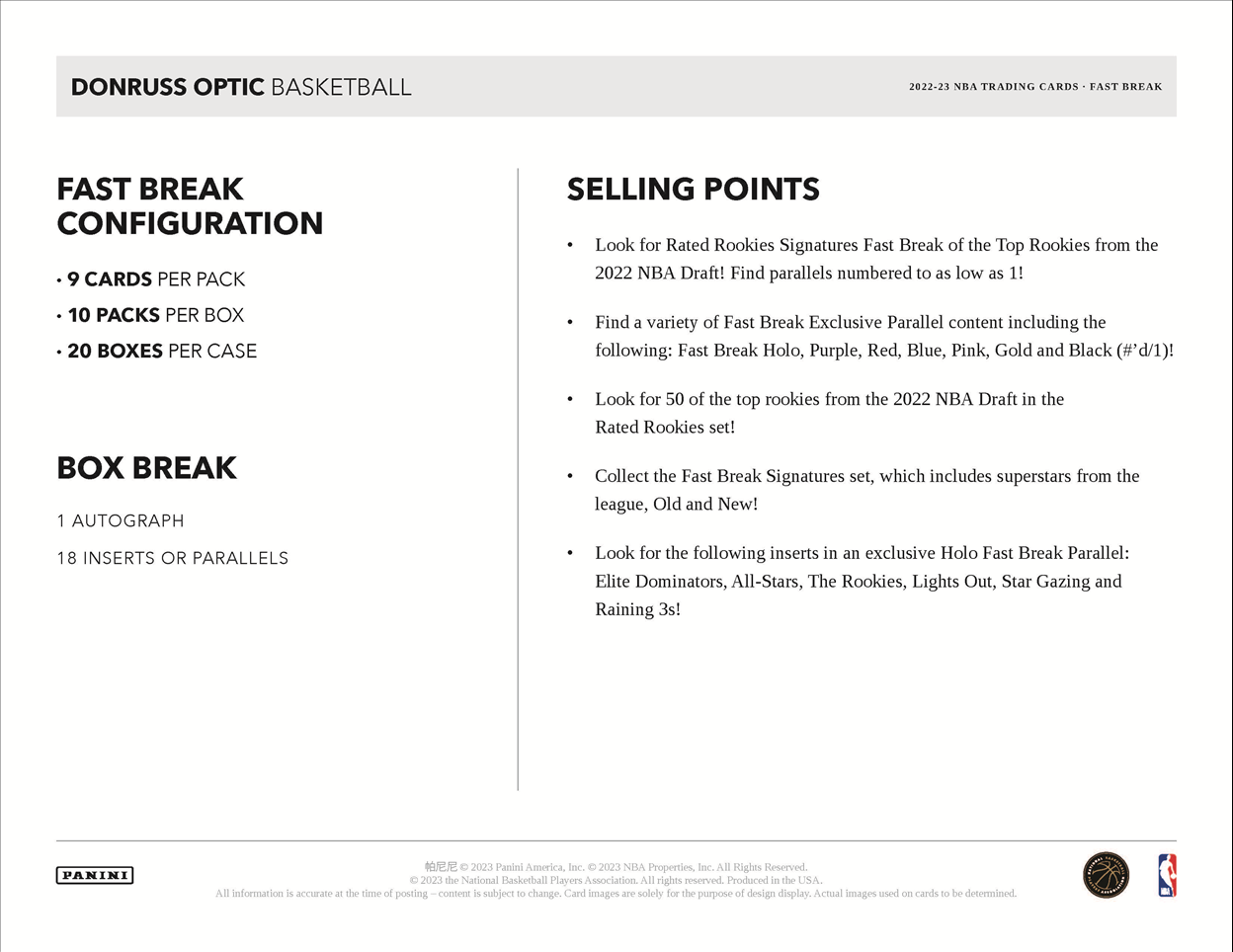 2022-23 Panini Donruss Optic Basketball Fast Break Box