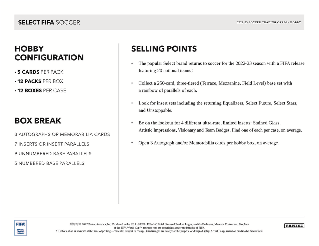2022-23 Panini Select FIFA Soccer Hobby Box