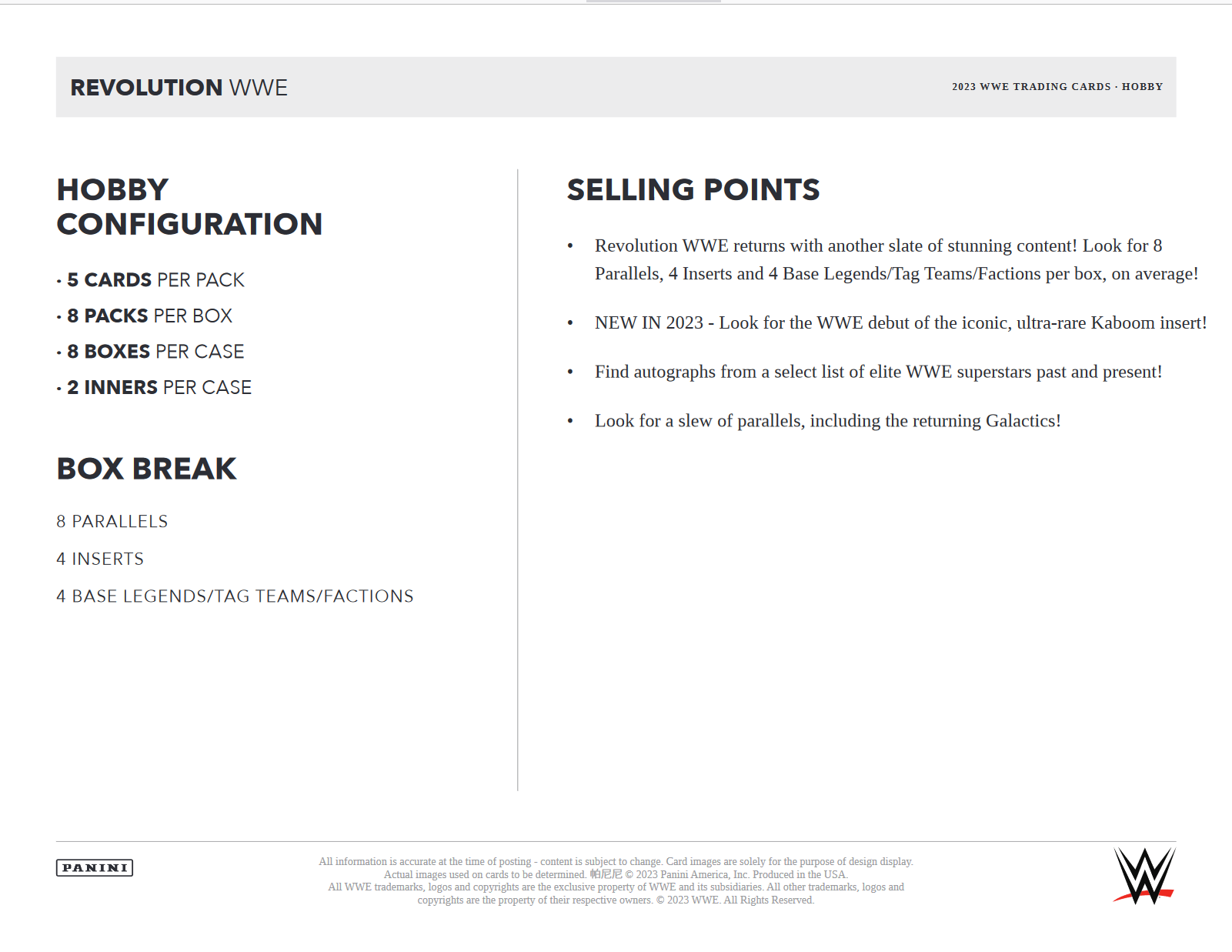 2023 Panini Revolution WWE Hobby Box