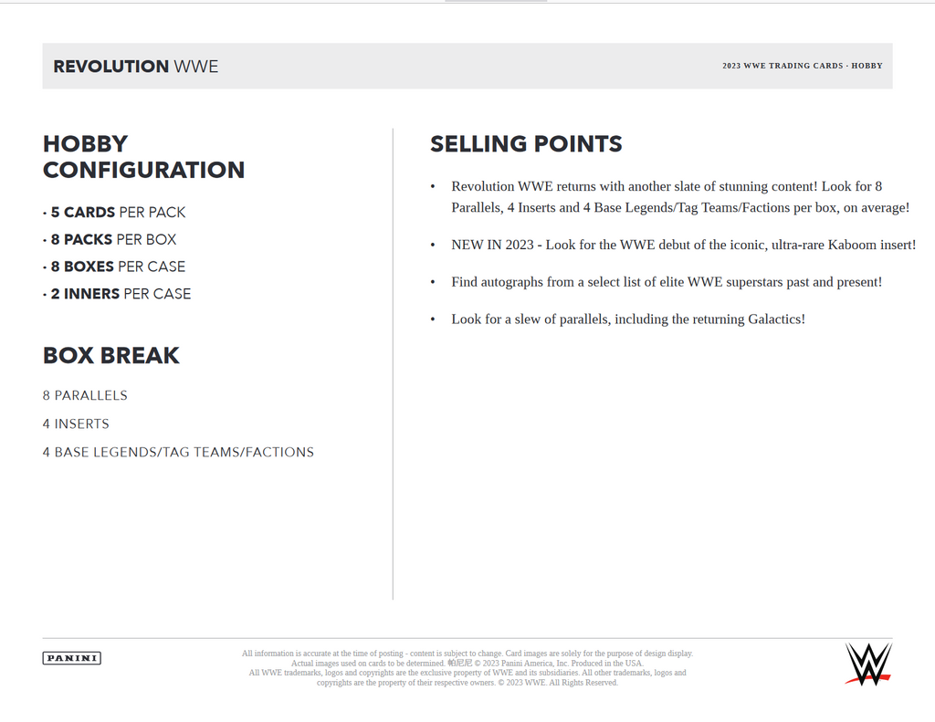 2023 Panini Revolution WWE Hobby 8 Box Case
