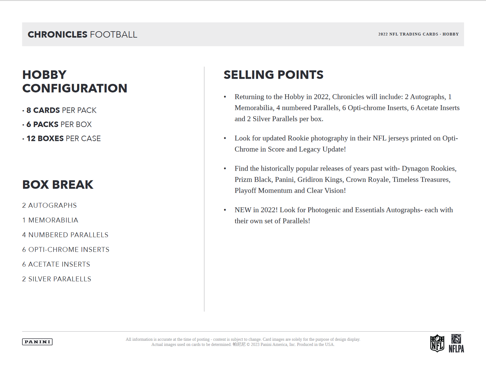 2022 Panini Chronicles Football Hobby Box