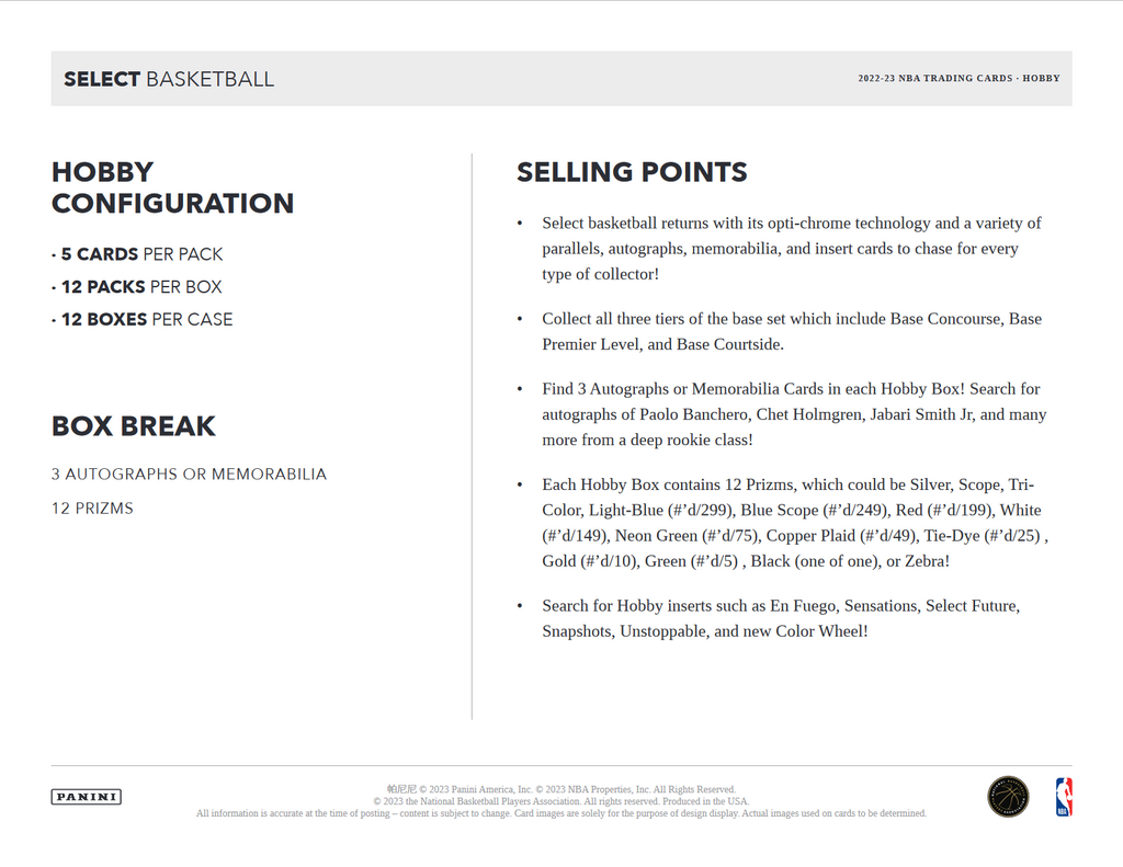 2022-23 Panini Select Basketball Hobby Box