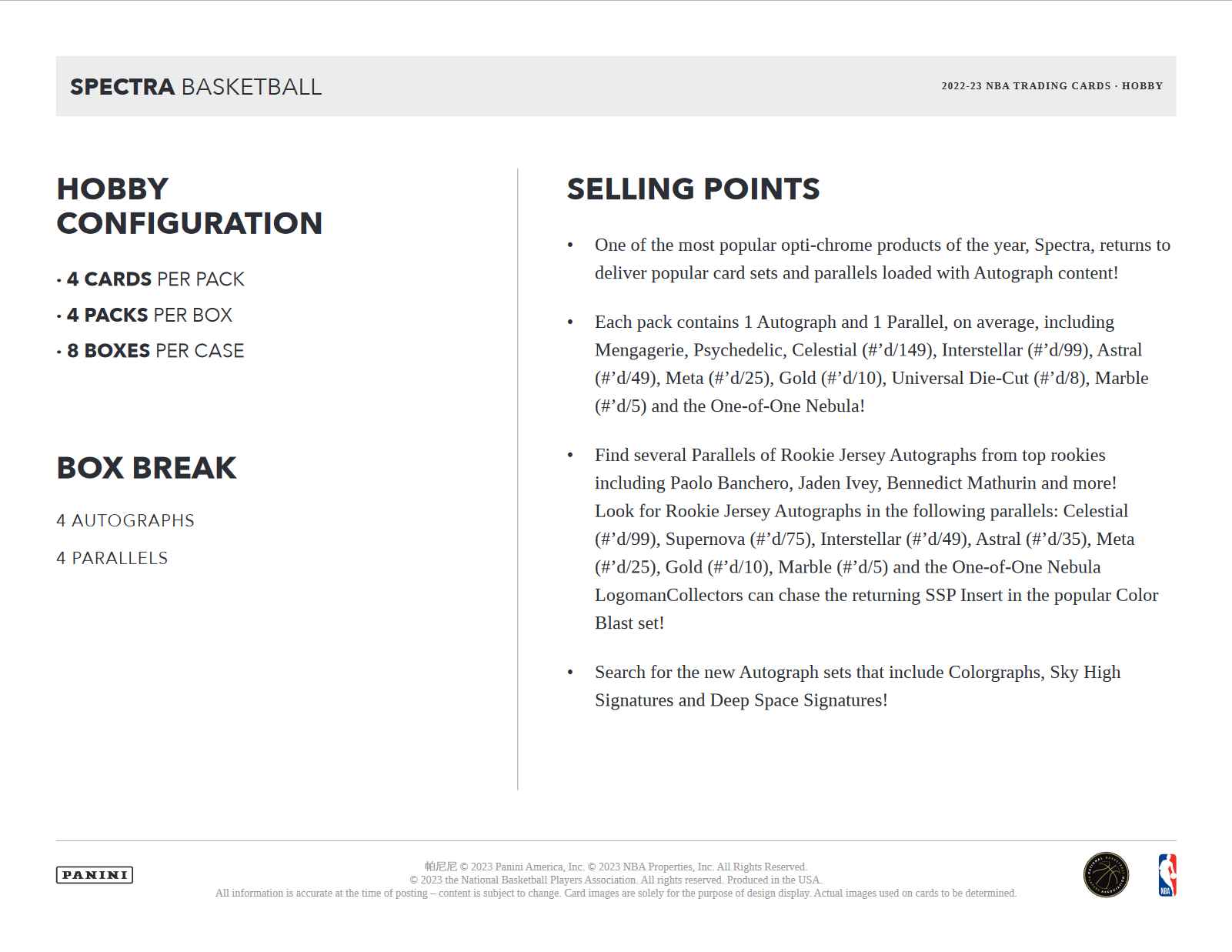 2022-23 Panini Spectra Basketball Hobby Box