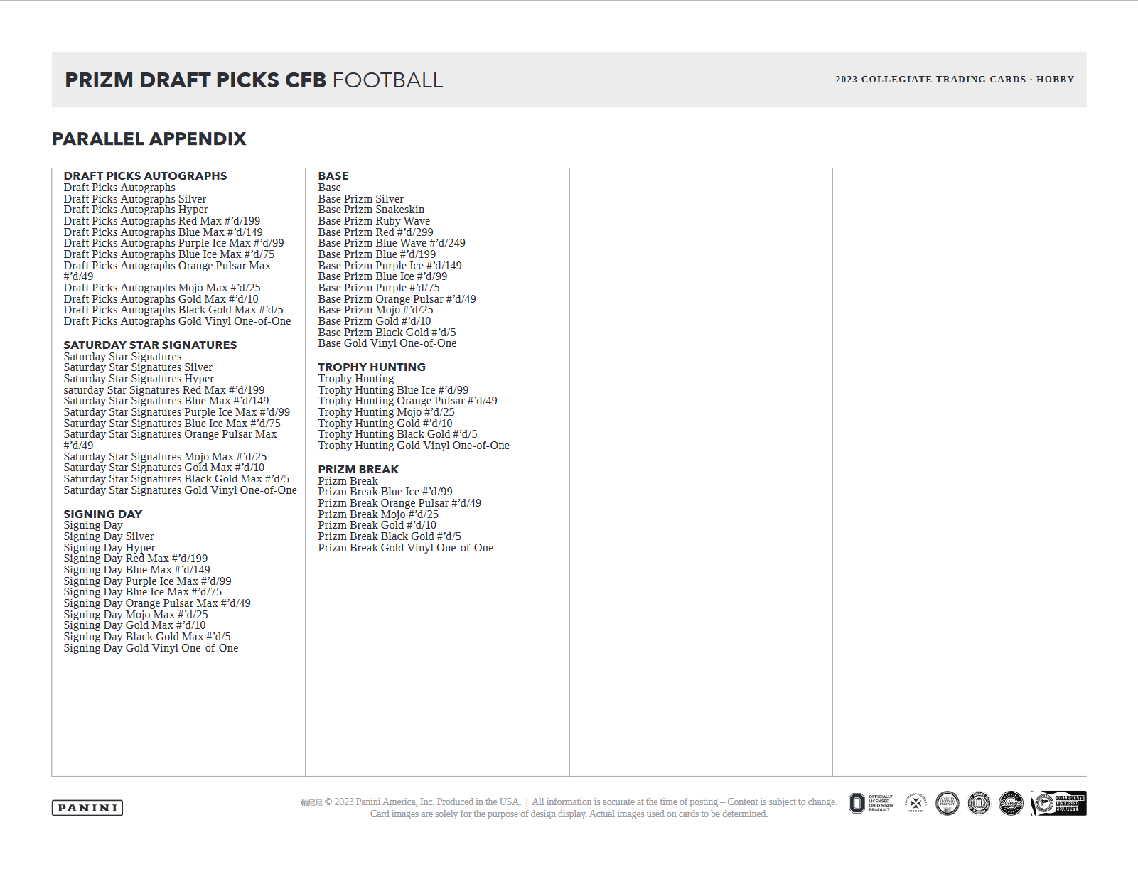 2023 Panini Prizm Collegiate Draft Picks Football Hobby Box