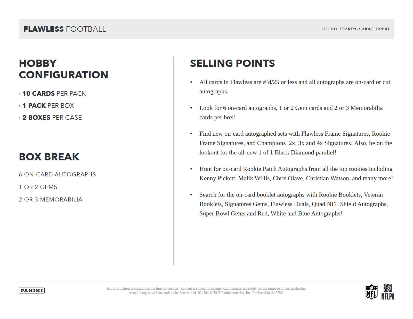 2022 Panini Flawless Football Hobby Box