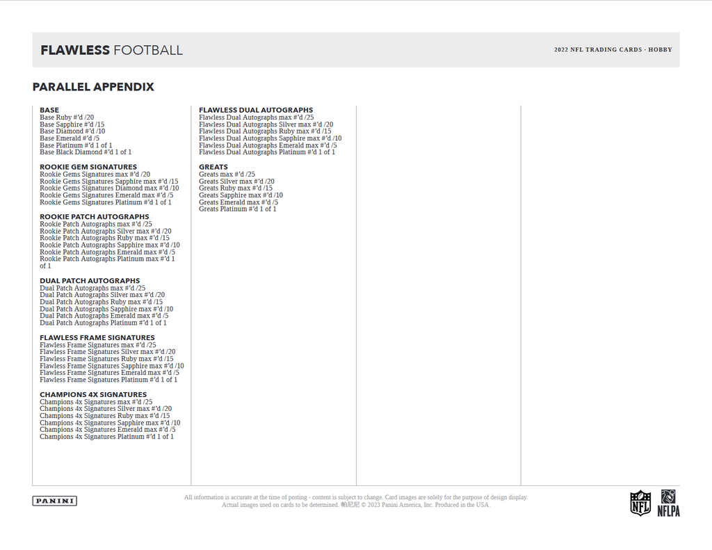 2022 Panini Flawless Football Hobby 2 Box Case