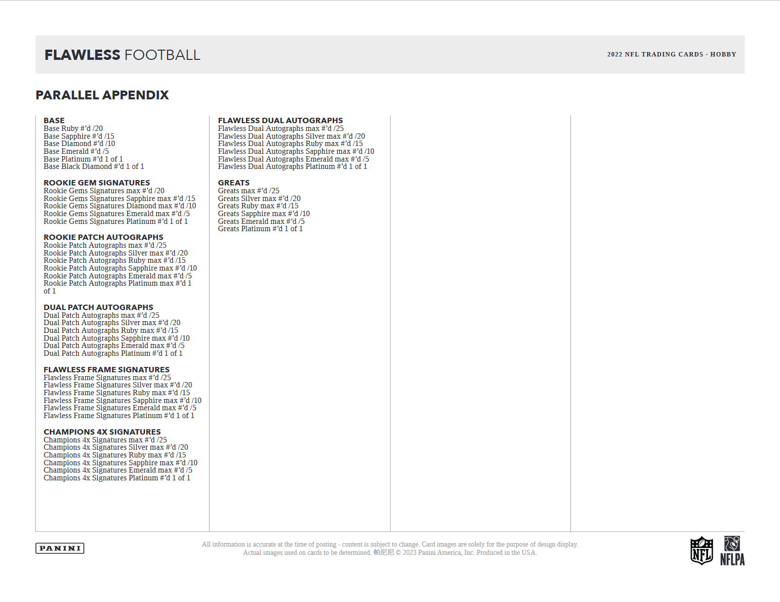 2022 Panini Flawless Football Hobby 2 Box Case