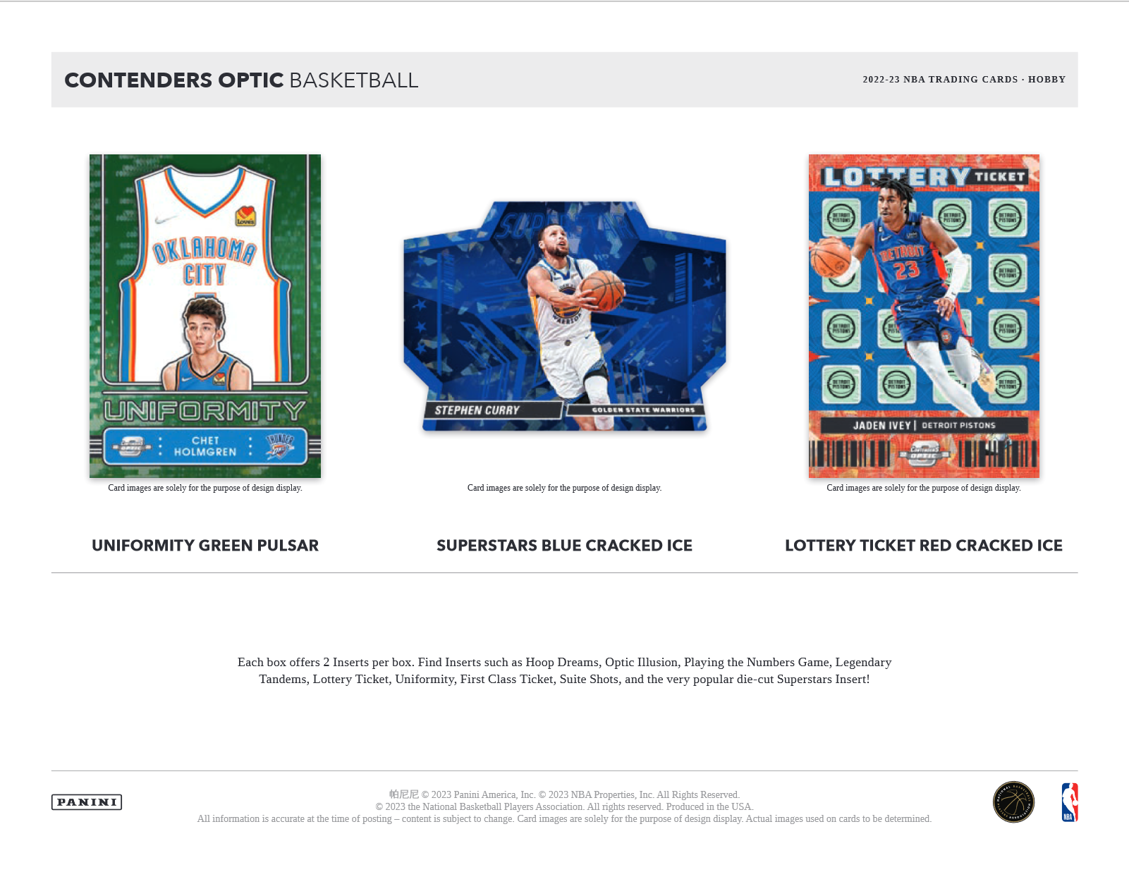 2022-23 Panini Contenders Optic Basketball Hobby 20 Box Case