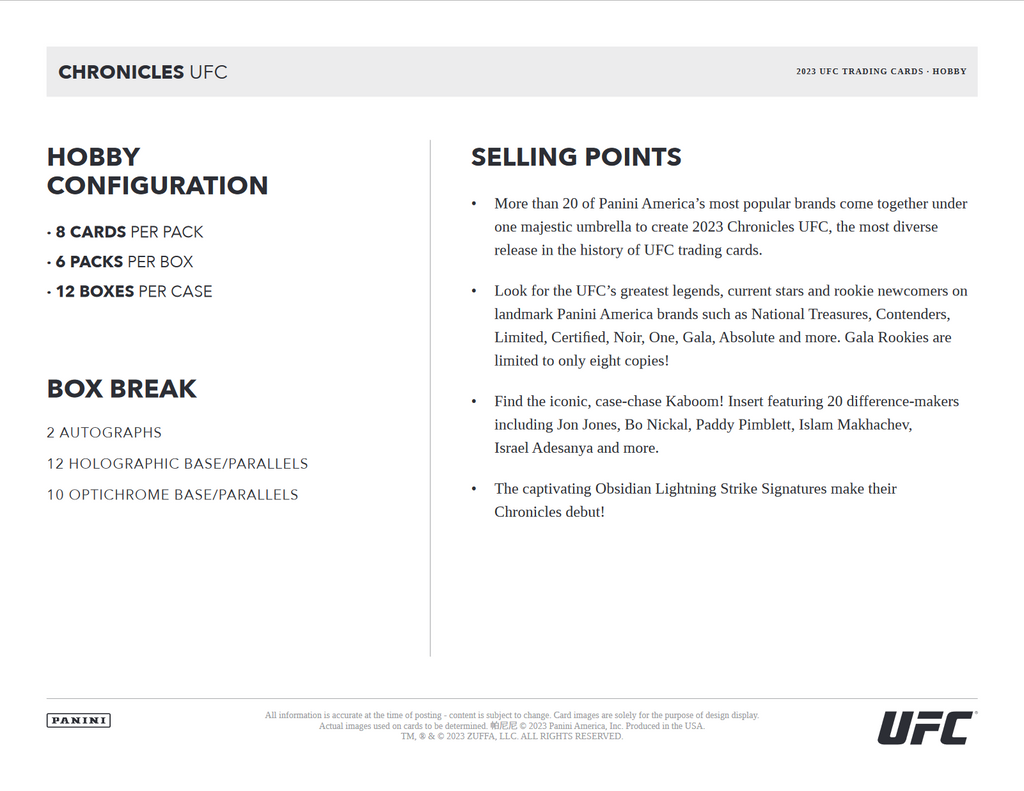 2023 Panini Chronicles UFC Hobby 12 Box Case