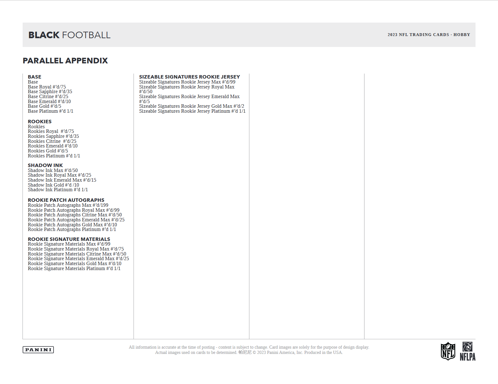 2023 Panini Black Football Hobby Box