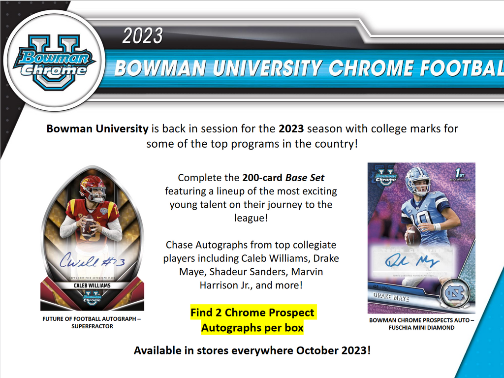 2023 Bowman Chrome University Football Hobby 12 Box Case