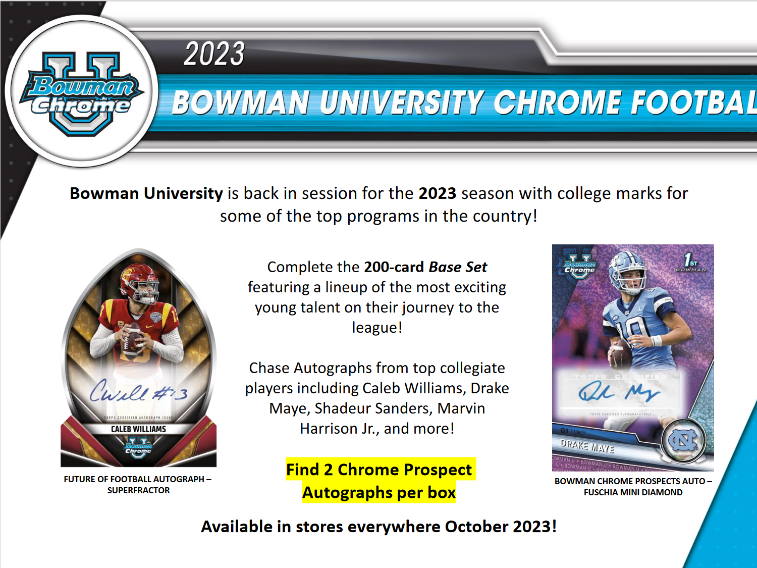 2023 Bowman Chrome University Football Hobby 12 Box Case