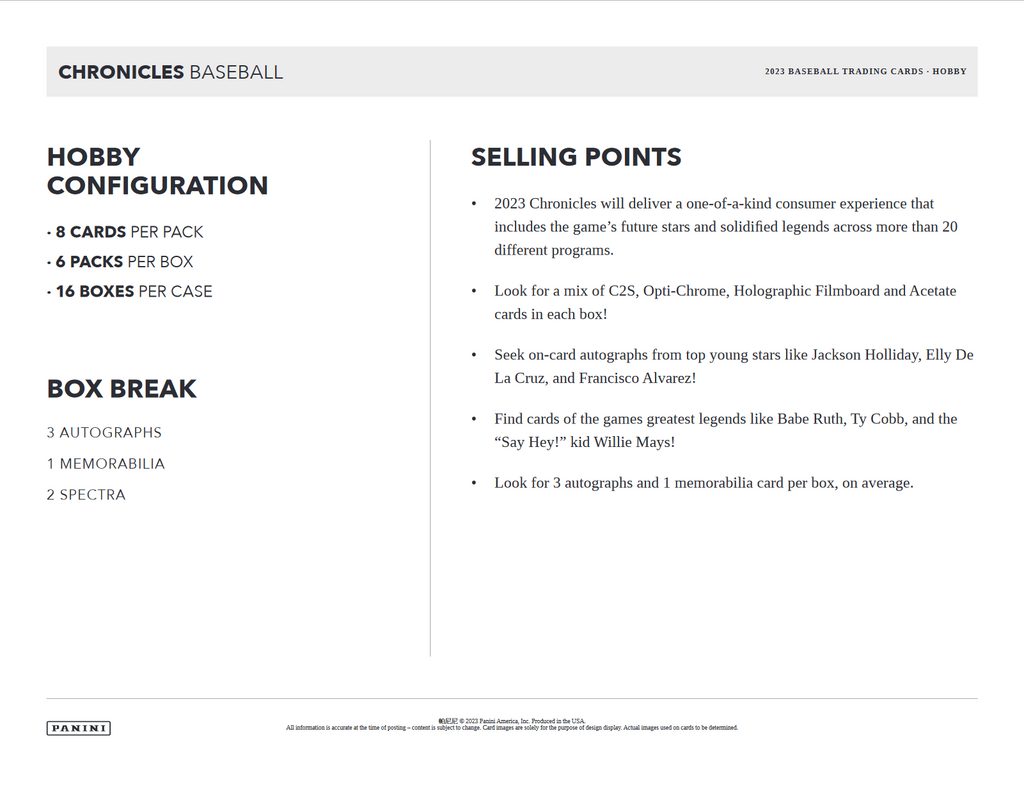 2023 Panini Chronicles Baseball Hobby Box