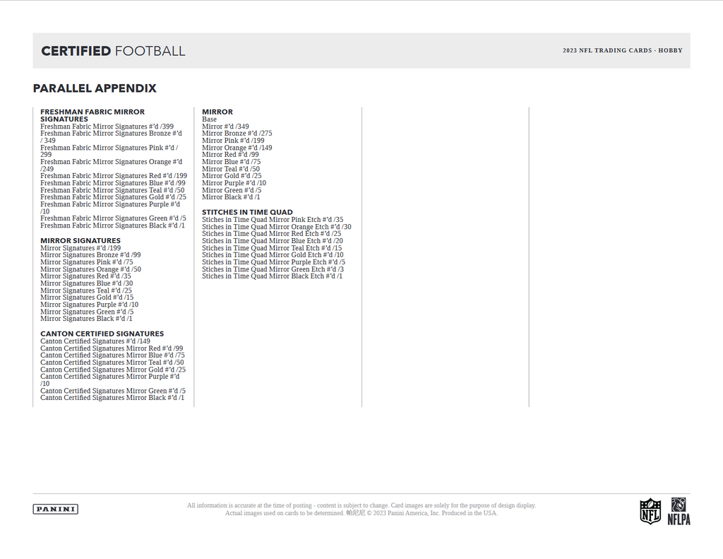 2023 Panini Certified Football Hobby 16 Box Case