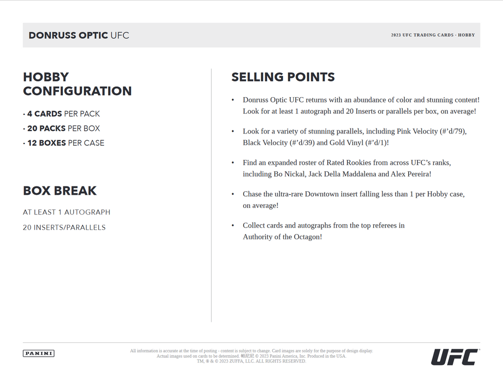 2023 Panini Donruss Optic UFC Hobby 12 Box Case