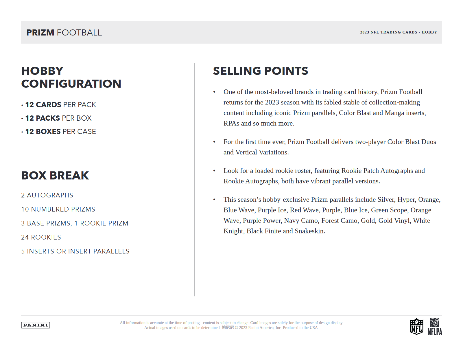 2023 Panini Prizm Football Hobby Box