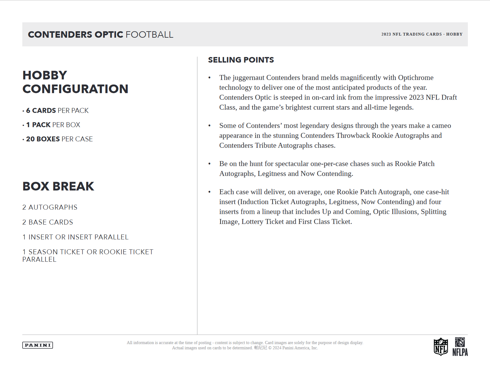 2023 Panini Contenders Optic Football Hobby Box